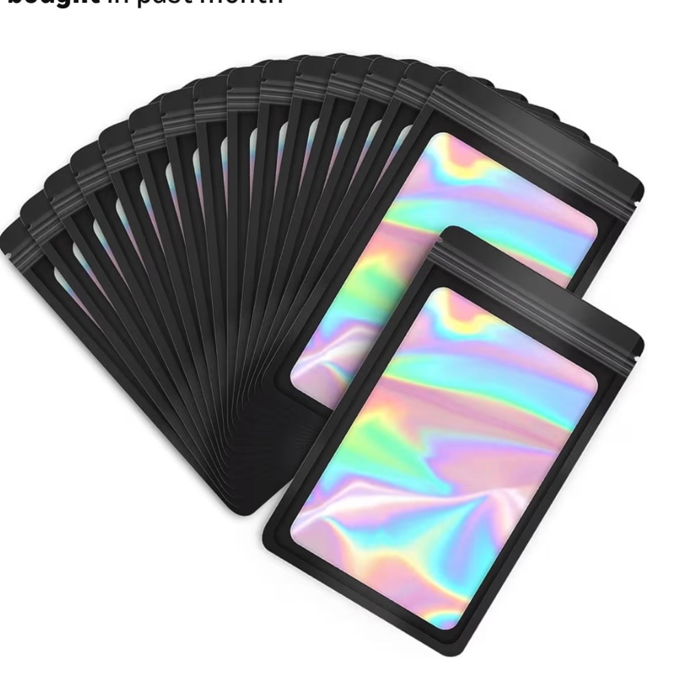 Holographic small zip bags  - Black - 4x5